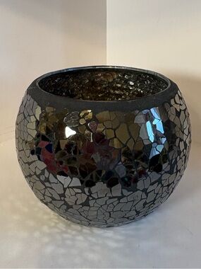 Better Homes And Gardens Black Mosaic Mirror Glass Bowl